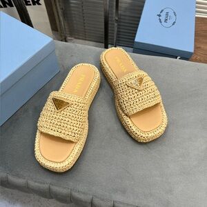 Prada Woven Slide Sandals